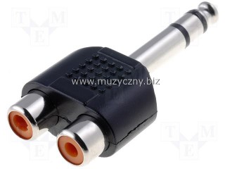 Redukcja 2 x gniazdo RCA - wtyk Jack 6.3 stereo 